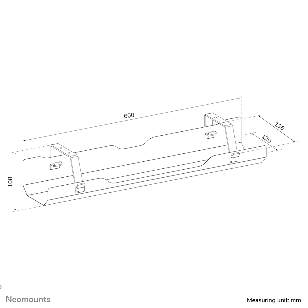 Neomounts ADS07-122WH Cable tray - screw-mounted - universal